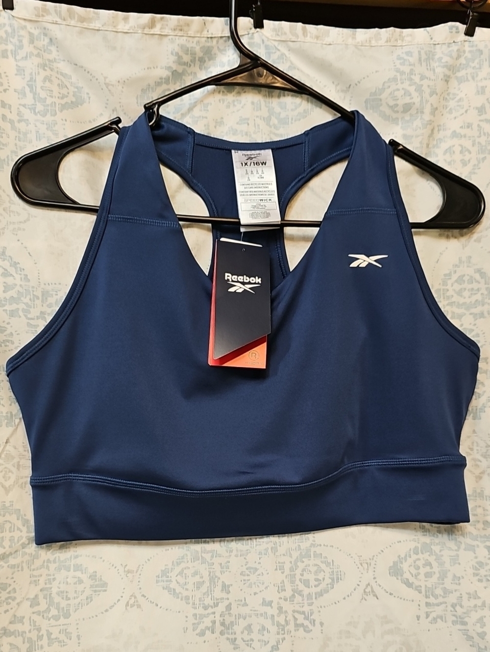 Reebok Navy Blue Racerback Sports Bra with Logo